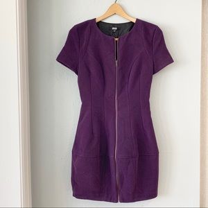 ASOS Purple Front-Zipper Shift Dress